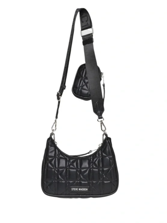 NWT Steve Madden BVITAL-G Quilted Crossbody Bag Black Vegan