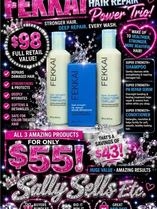 Fekkai Super Strength+ Shampoo & Conditioner Set - Cream (Hair Repair Trio)