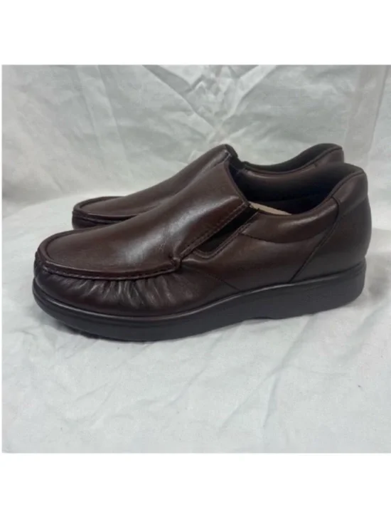 SAS Leather side gore brown slip On Loafer shoes Support Comfort NWOB