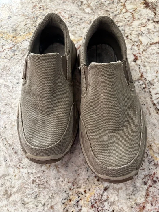 Skechers Men's Slip-On Canvas Loafers in Taupe