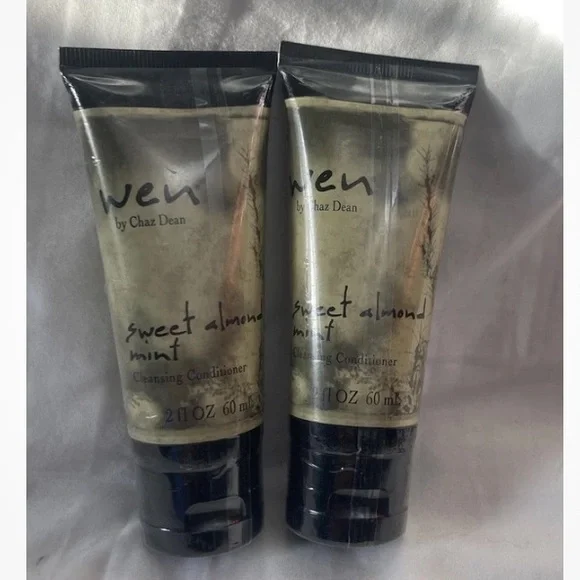 8-19 Wen Cleansing Conditioner SWEET ALMOND MINT 2oz Travel Size Tube Lot x2