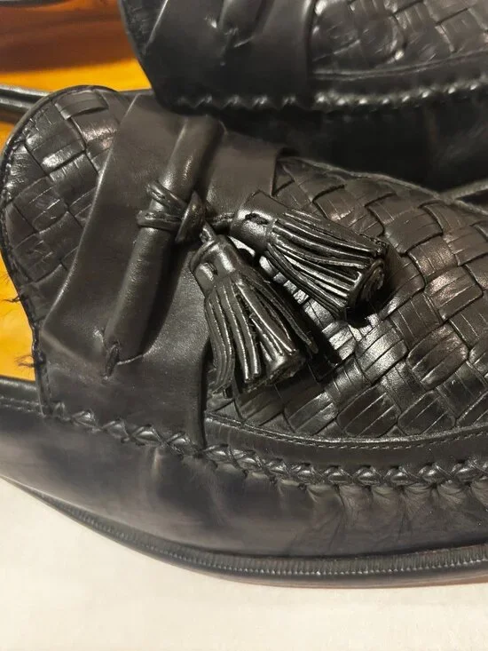 Johnston Murphy Aristocraft Men's Size 13 US Black Leather Kiltie Tassel Loafers
