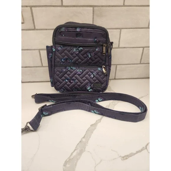 Lug Can Can XL Convertible Crossbody Bag, Purple Butterfly Polyester Lightweight