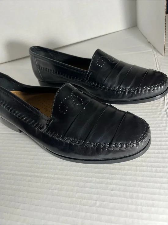 Giorgio Brutini Black Leather Penny Slip-On Loafers
