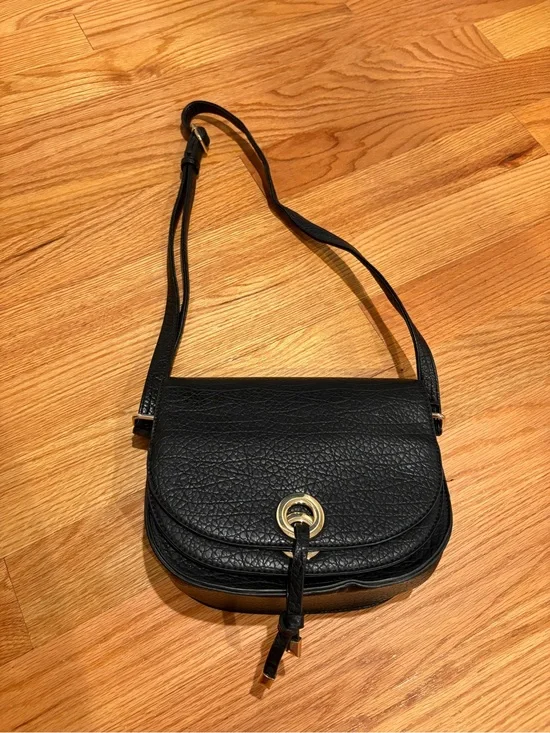 Black Leather Crossbody Shoulder Bag