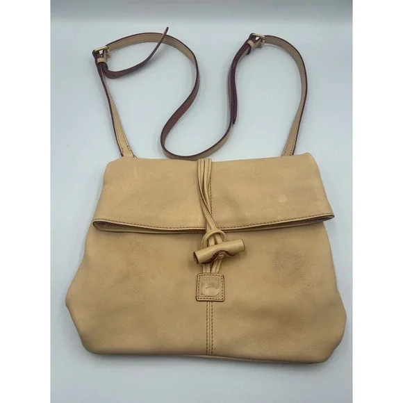 Dooney & Bourke Tan Leather Toggle‎ Flap Crossbody Bag Duck Logo Neutral