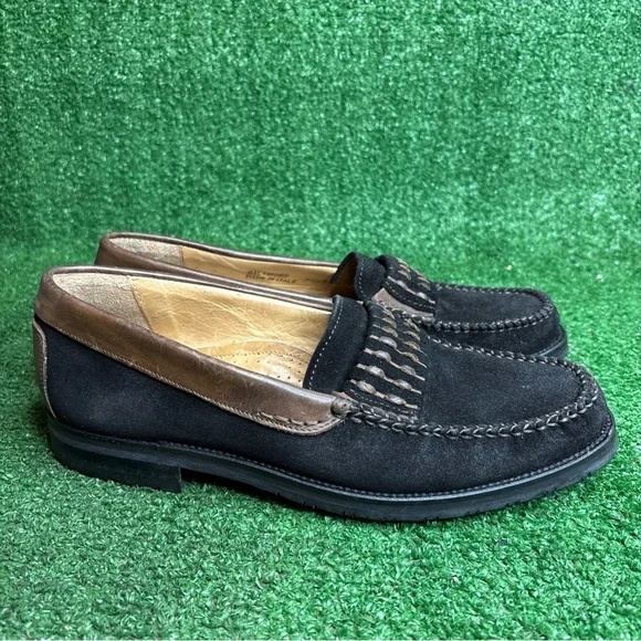 Bally Vintage Black Suede Leather Loafers Shoes Mens 7.5 Made In Italy‎