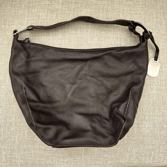 Furla Vintage Pebbled Genuine Leather Hobo Handbag
