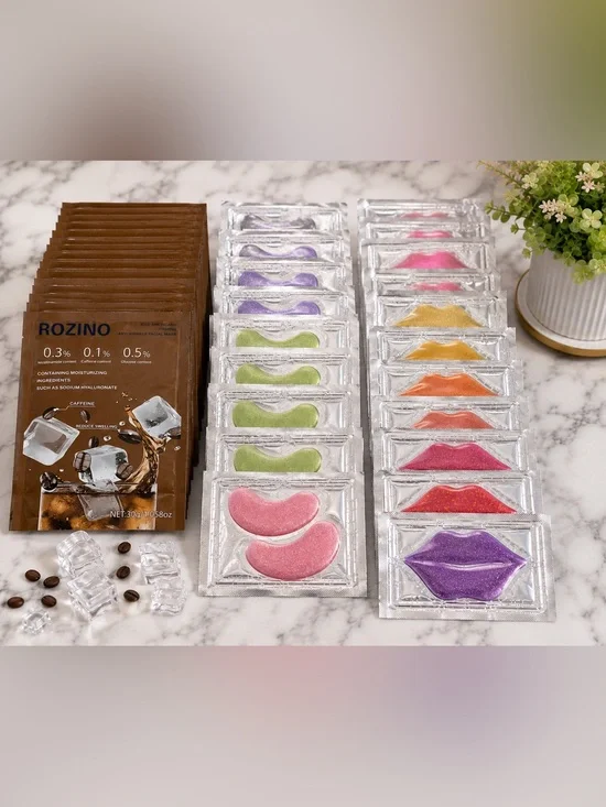 ROZINO 55-Piece Skincare Mask Bundle – Lip, Eye & Iced Americano Masks