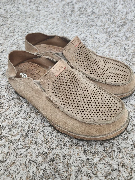 Olukai Leather Moloa Kohana Drop In Heel Casual Shoe Sneaker Men's 8.5 Brown