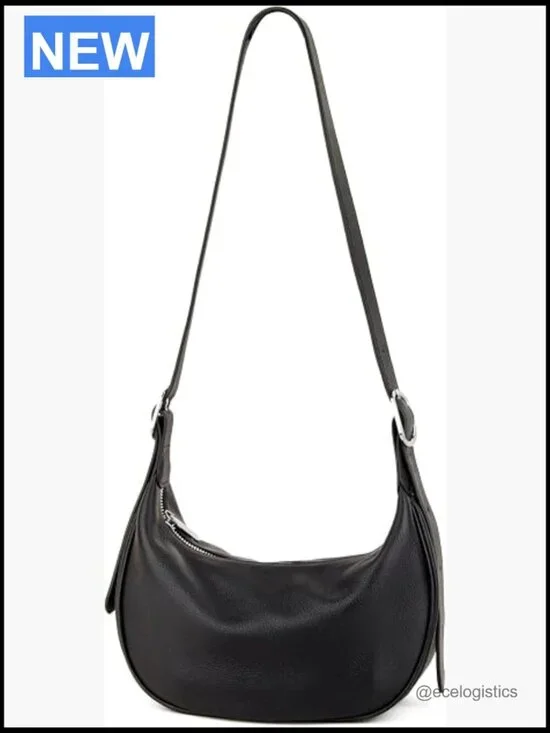 Casual Soft Leather Hobo Crossbody Bag with 2 Compartments