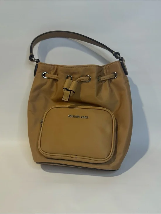 Michael Kors Camel Drawstring Hobo with Front Zip Pocket