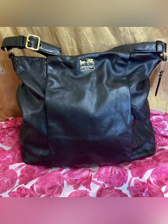Coach Madison Isabelle Hobo Shoulder Leather Bag with Gold Accent