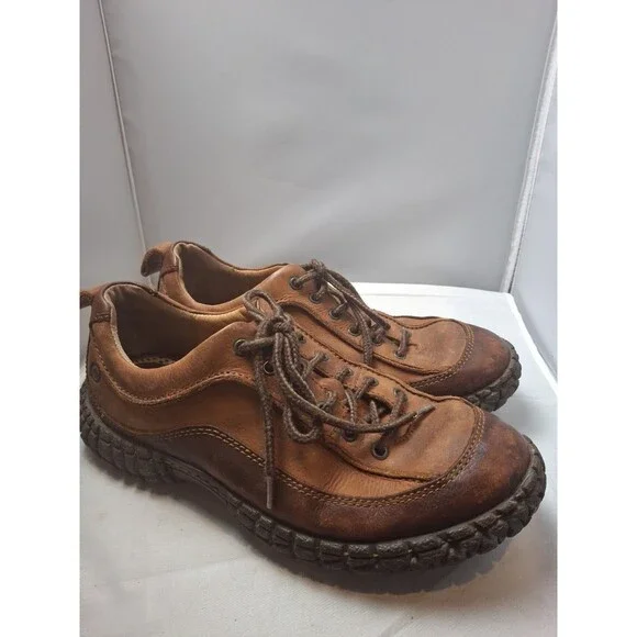 BORN Men's Brown Leather Casual Comfort Oxfords Lace Up Shoes Size 8