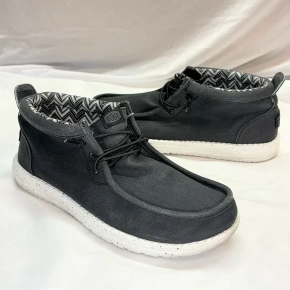 Hey Dude Wally Mid Canvas Shoes Mens Size 9 Gray Slip-On Casual Lightweight