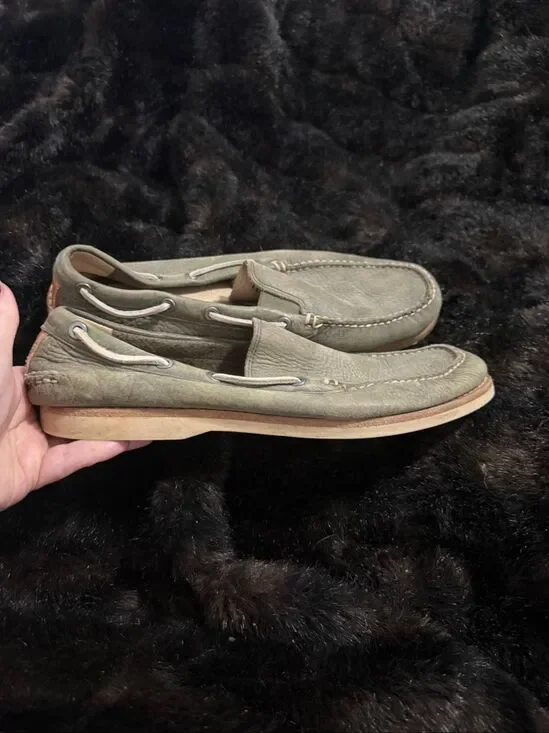 Frye Sully Venetian Vintage Olive Nubuck Leather Shoes Moccasin Loafer Mens 11.5
