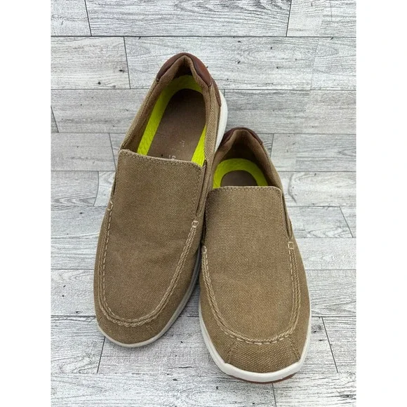 Florsheim Mens Brown Canvas Leather Comfortech Slip On Loafer Shoes‎ 8.5M