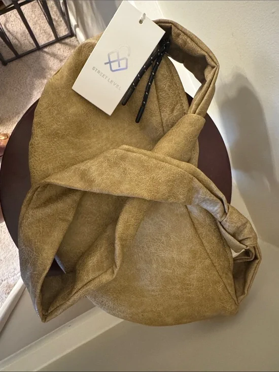 Brand New Street Level Mustard-Tan Slouch Hobo Bag