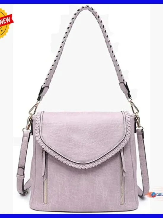 Vegan Leather Hobo Crossbody Bag with Adjustable Straps, Medium Size