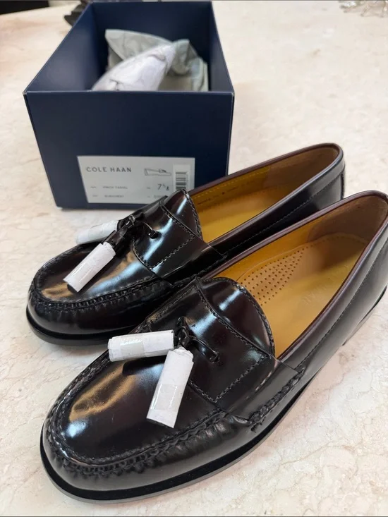 Cole Haan Men's Dark Brown Tassel Leather Loafers