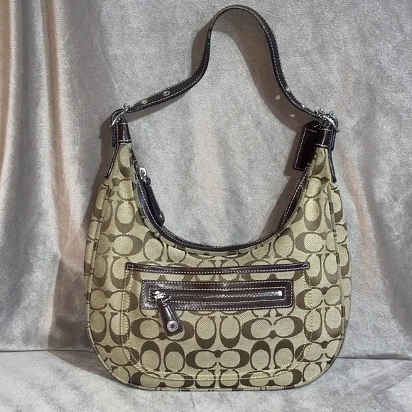 COACH 6045 Signature Canvas Half Moon Handbag - Brown Y2K