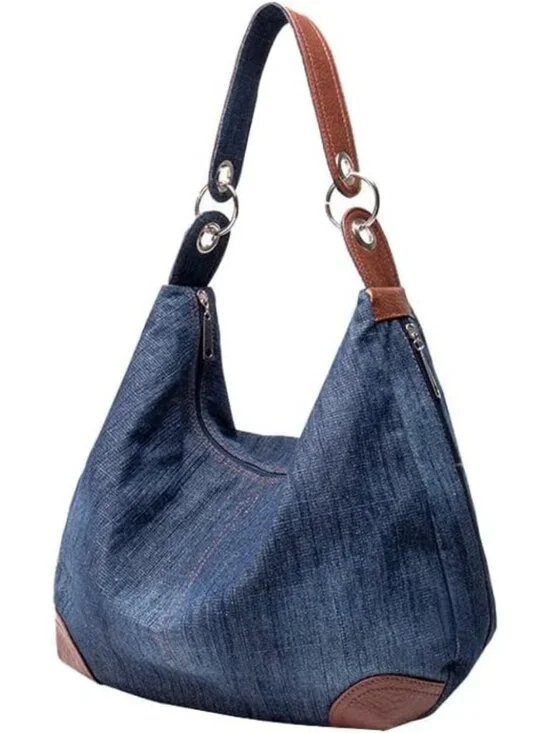 Stylish Multi-Pocket Denim Tote Bag for Women | Versatile Hobo Crossbody Bag