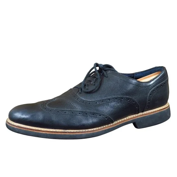 Cole Haan Morris Wingtip Mens Oxford Dress Shoes Size 11.5 Black Leather Classic