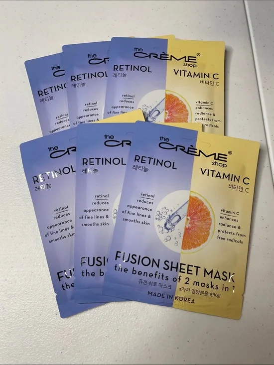 6 PK The Creme Shop Retinol & Vitamin C Fusion Sheet Mask