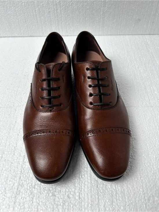 Salvatore Ferragamo Brown Leather Cap-Toe Derby Oxfords