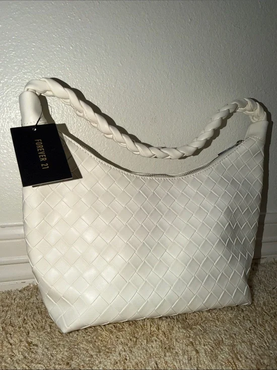 Forever 21 Off-White Woven Hobo Bag with Braided Handle