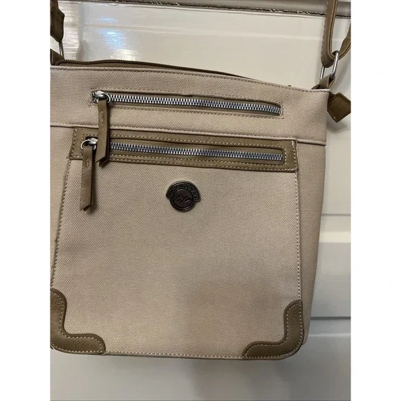 Faux Canvas Crossbody Bag – Pockets Galore Utility Travel Organiz White Mountain