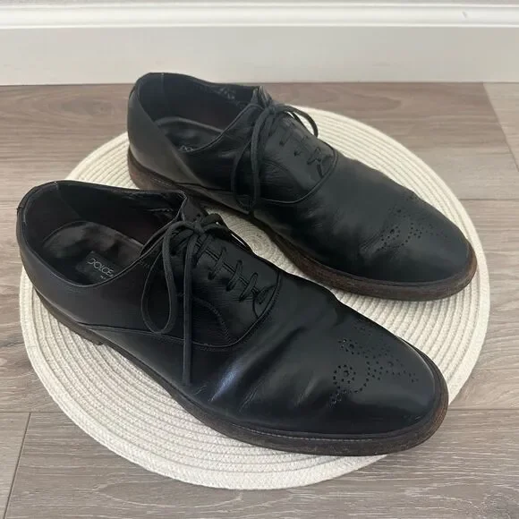 DOLCE & GABBANA Mens Lace Up Black Leather Loafer Dress Shoes Size 10 Old‎ Money