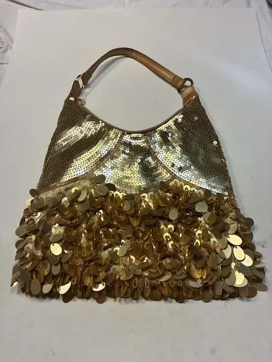 PREZZO DIVISION OF Y&S Gold Sequin Beaded Flaky Handbag Shoulder Purse