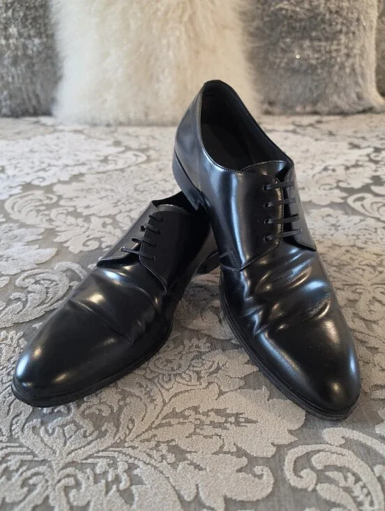 Dior Men’s Black Leather Derby Dress Shoes Made in Italy EU 41