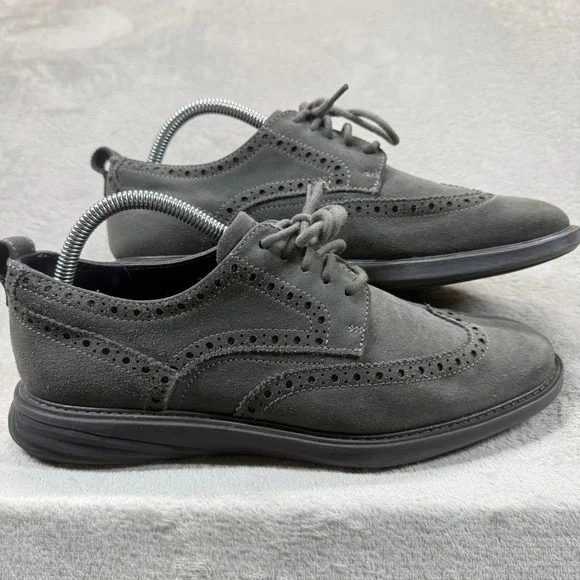 Cole Haan Shoes Men 8.5M Grand Evolution Wingtip Oxford Grey Suede Dress Sneaker