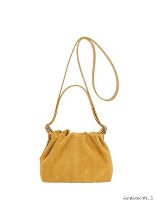 Faux Suede Hobo Bag Drawstring Bucket Crossbody Shoulder Handbag Satchel Purse