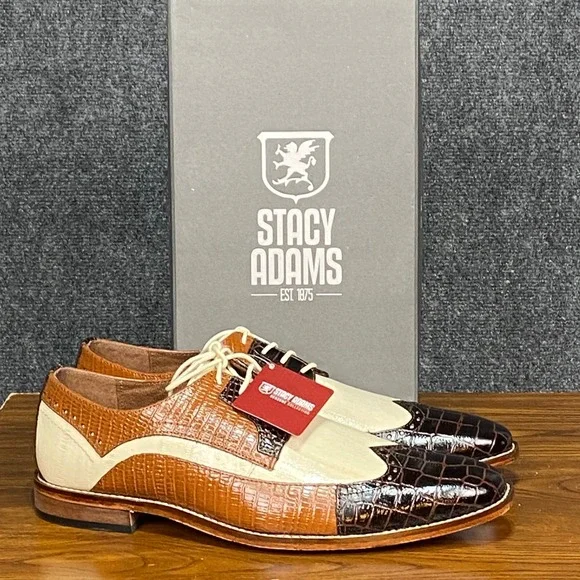 Stacy Adams‎ Gallinari Brown Multi Leather Oxford Dress Shoes Mens Size 10M NIB