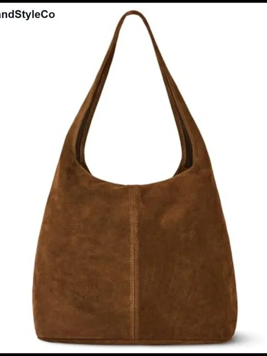 Genuine Suede Hobo Bag Shoulder Handbag Large Slouchy Purse Zipper