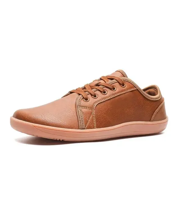 FOOTRUE MENS WOMENS MINIMALIST BAREFOOT SNEAKERS LEATHER SHOES , BROWN, 12.5