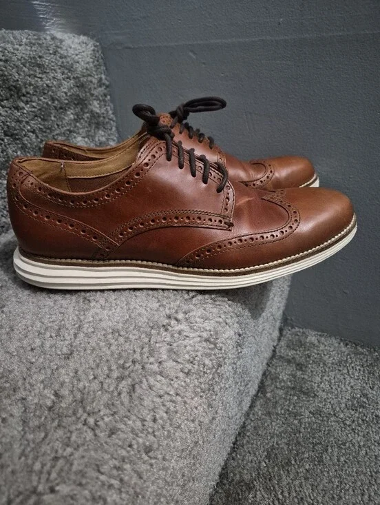 Cole Haan Chestnut Brown Leather Wingtip Derby with White Sole