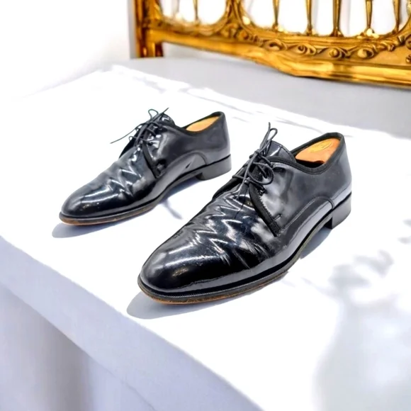 Black sz 10.5  Patent Leather Oxford Shoes By Pronto Uomo Firenze