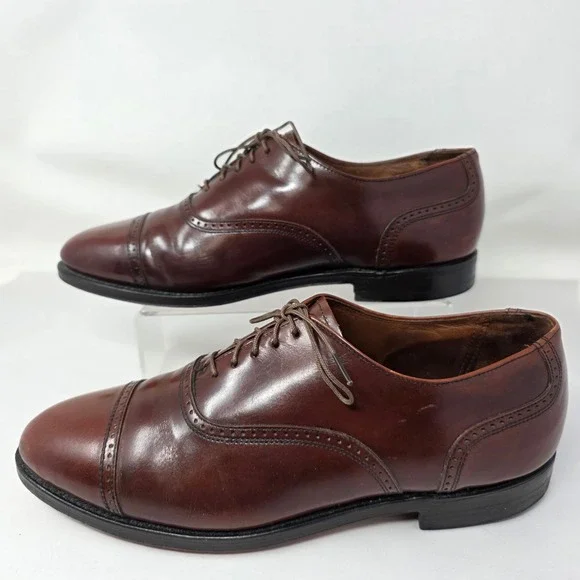 Nuflex Prime Oxford Shoes Mens 12 Cap Toe Brown Leather Brogue Made in USA