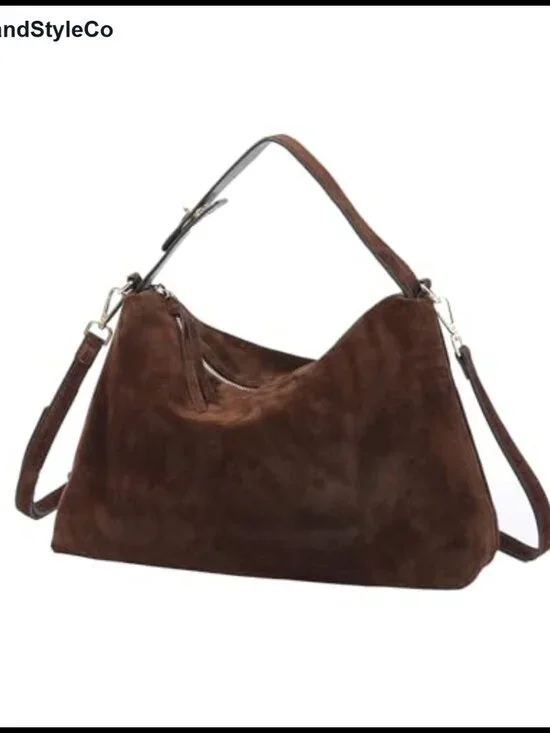 Genuine Suede Hobo Bag Women Top Handle Purse Shoulder Crossbody