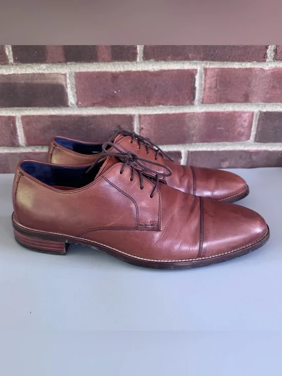 Cole Haan Mens US 9 M Brown Leather Cap Toe Derby Oxford Dress Shoes C11632. In
