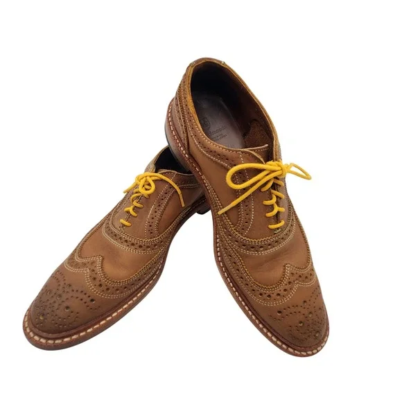 Allen Edmonds Neumok Tan Leather Wingtip Brogue Oxfords Mens 4076 Brown