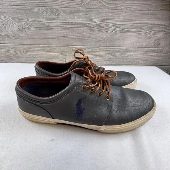 Polo Ralph Lauren Gray Leather Oxford Sneakers Men's Size 12