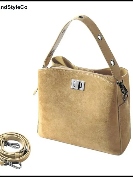 Genuine Leather Suede Hobo Bag Women Slouchy Shoulder Crossbody Tote Large