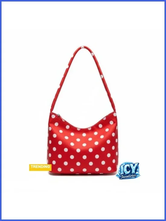 Polka Dot Nylon Hobo Bag Underarm Shoulder Bag Tote Handbag Party Evening Purse