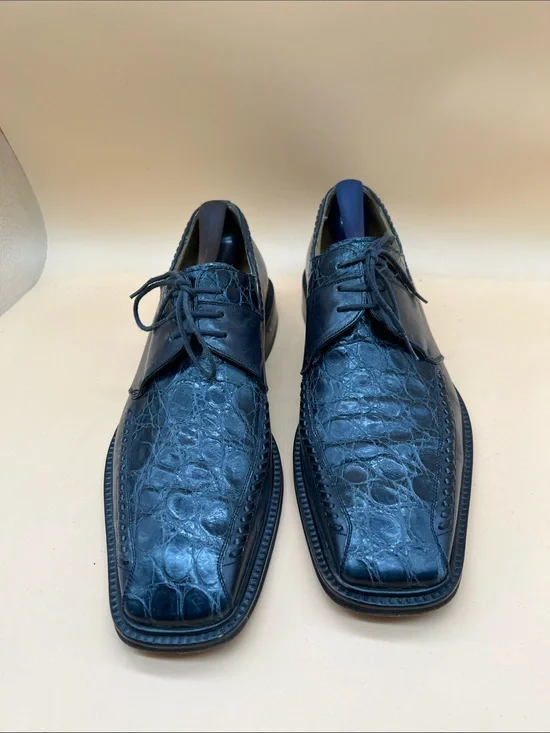 City Slicker Genuine Crocodile Leather Men Dress Shoe's Sz 9 M - Dark Blue