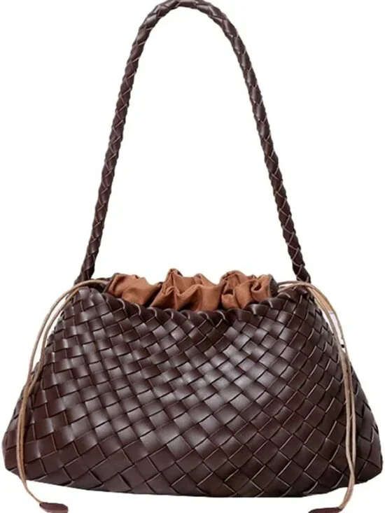 Trendy Woven Suede Hobo Bag | Chic Bucket Tote Shoulder Handbag for Women